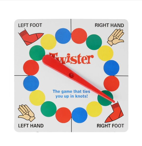 twister-game-ทวิสเตอร์-เกมหลากท่ามหาสนุก-เกมสนุก-ปาร์ตี้เกม-แผ่นเกมกระดาน-เกมสำหรับครอบครัว