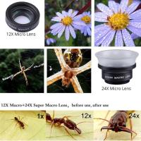 ZZOOI APEXEL APL-24X Professional 2 in 1 Clip-on 12X+24X Macro Lens for Phone