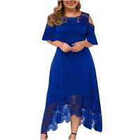 Lace Short Sleeve Dress Dress With Ruffle Strapless Splicing Sexy Lace Short Sleeve Dress Summer Plus Size Dresses For Women Dresses For Women