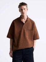 ✥❡ ZARA new summer mens loose textured short-sleeved knitted POLO shirt T-shirt 5755305 5755/305