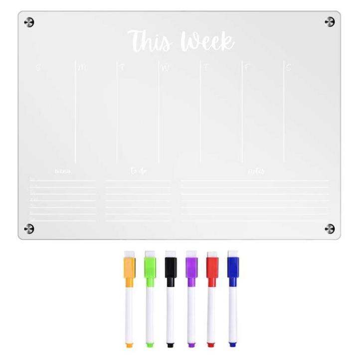 Magnetic Chalkboard Calendar Menu Kitchen White Fridge Whiteboard Acrylic  Clear Weekly Planner Refrigerator Daily