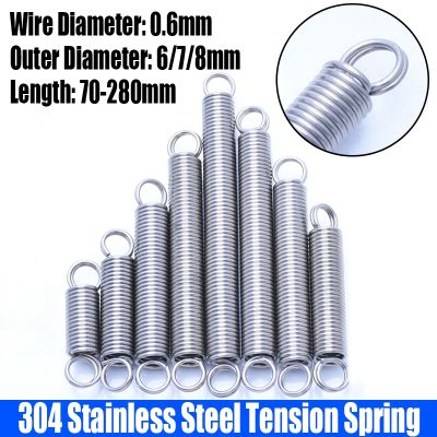 【LZ】txr931 1-5PCS 0.6mm Wire Dia 304 Stainless Steel O Ring Hook Extension Spring Tension Spring Coil Spring Dual Hook Spring L 70-280mm