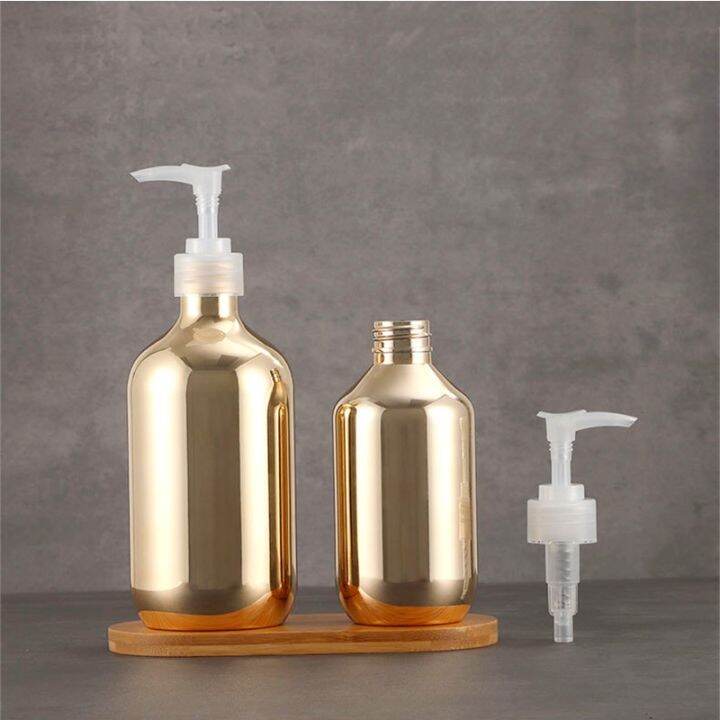 300ml-500ml-shower-gel-gold-silver-plating-container-liquid-shampoo-bottle-bathroom-refillable