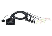 ATEN 2 PORT 4K HDMI/USB CABLE KVM SWITCH WITH REMOTE  CS22H(รับประกัน3ปี)