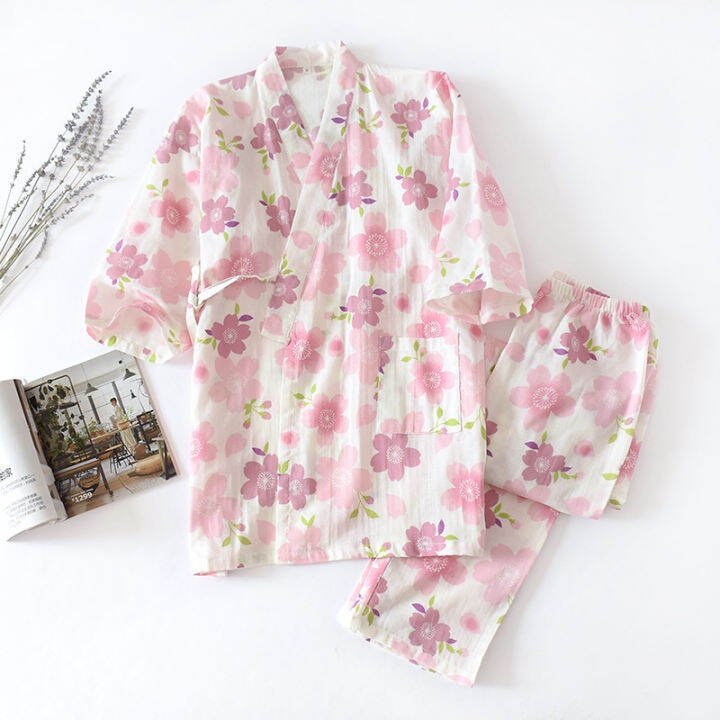 japanese-style-kimono-style-pajamas-autumn-winter-womens-gauze-cotton-three-wuarter-sleeve-all-seasons-cute-thin-loose-homewear