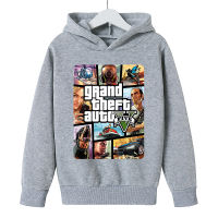 GTA5เสื้อกันหนาวหมวกกับกระเป๋าสำหรับเด็กหนุ่มๆสาวๆเกมเย็นพิมพ์คลุมด้วยผ้าเสื้อผ้าเด็กสบายๆหลวมเสื้อกันหนาวเสื้อสวมหัวที่อบอุ่น