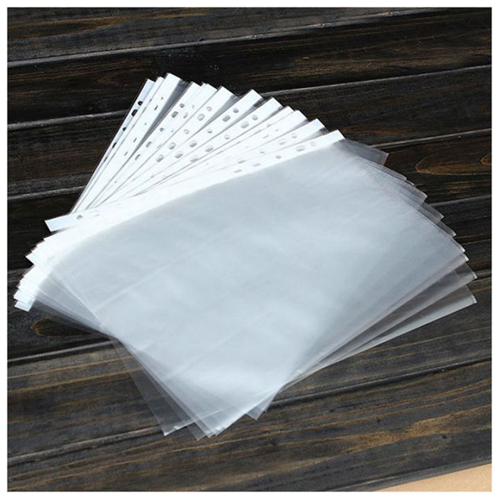 100pcs-a4-pp-punched-punch-pockets-folders-filing-wallets-sleeves-bag-transparent