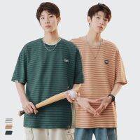 Blockbuster hit color stripe short sleeve T-shirt man 2023 summer trend of Japanese youth are loose half sleeve T-shirt --ntx230801♤♠▥