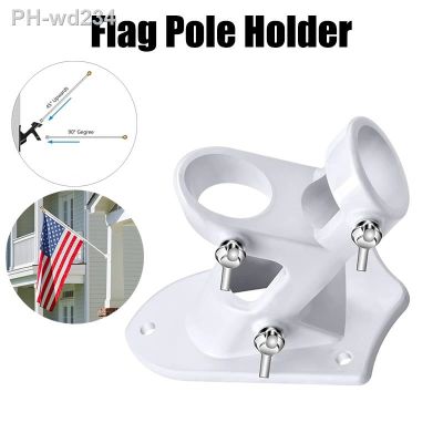 Double Hole Flag Pole Holder 45 Degree Aluminum Alloy Flagpole Base Advertising Flagpole Base Fixed Bracket Seat 3 Colors