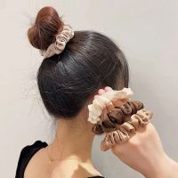 [HOT] ผ้าไหมเกาหลี Scrunchies สีทึบ Silky Elastic ยางรัดผมเชือกที่รัดผมเครื่องประดับผมนุ่มยางรัดผมทั้งหมด