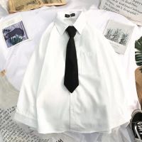 Spot parcel postDK Uniform Womens Long-Sleeved White Shirt Tie Student Korean Style Trendy Handsome Loose Casual Japanese Suit Shirt Men