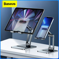 Baseus ที่วางแท็บเล็ตโลหะพับได้สำหรับที่ตั้งโทรศัพท์มือถือที่วางโทรศัพท์แบบตั้งโต๊ะรองรับ iPhone 14 13 iPad Pro Air ที่จับเอนกประสงค์