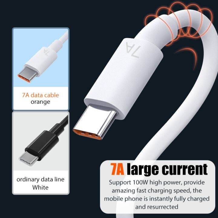 hot-ruxmmmlhj-566-สาย-usb-7a-100w-ชนิด-c-ชาร์จไฟรวดเร็วสำหรับ-huawei-mate-40-30-xiaomi-12-pro-ที่ชาร์จไฟรวดเร็ว-usb-samsung-usb-สายข้อมูล-c