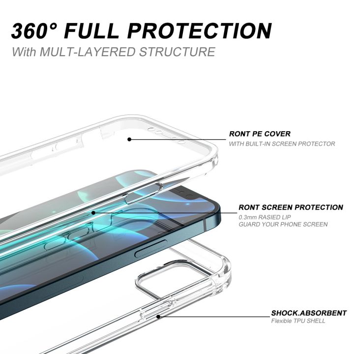สินค้าใหม่ในสต็อก-360เต็มร่างกายคู่ด้านหน้า-กลับกรณีที่ชัดเจนสำหรับ-iphone-14-11-12-13-pro-max-mini-x-xr-xs-6-7-8บวก-se-ใสนุ่มปกแข็ง
