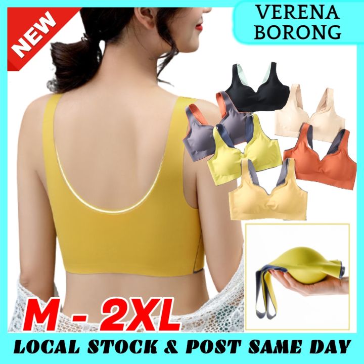 Women Wireless Push Up Sport Bra Comfy Beauty Back Vest Bra Thai Latex Bra  Premium Quality Elastic Sleeping Bra Ready Stock 119618 - Verena Borong