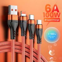 3 In 1 6A 100W USB Type-C 3In สายชาร์จอย่างรวดเร็ว1ไมโคร USB USB Type-C สายสำหรับข้อมูล14 13