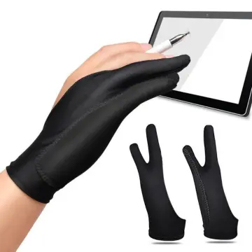 1pc Black 2 Fingers Anti-fouling Gloves Anti Touch Hand Drawing