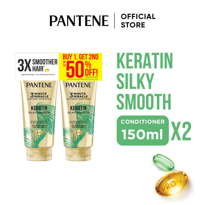 Pantene 3MM Keratin Silky Smooth Conditioner 150mL Duo Lazada PH