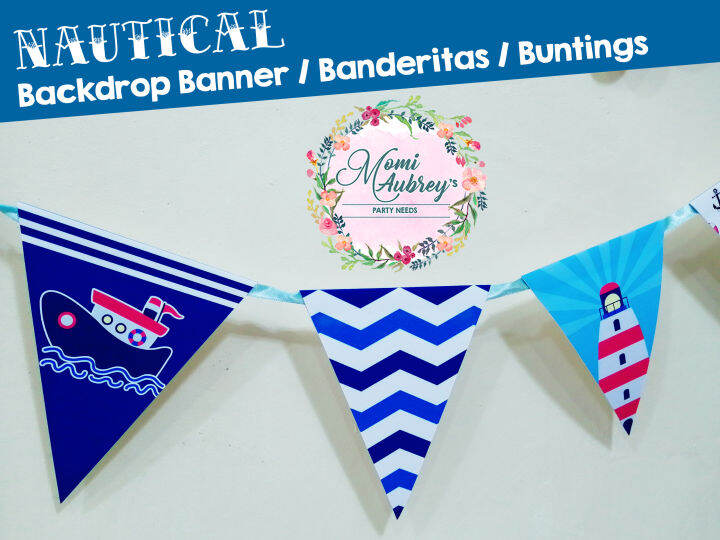 Nautical /Ship Theme Party Banner / Banderitas / Buntings / Backdrop