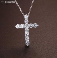 ☊✇ 925 Sterling Silver Luxury crystal cross Pendant Necklace For Women Fashion wedding party Jewelry fine Pretty Holiday gifts