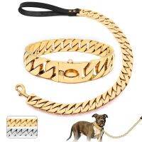 【LZ】 Stainless Steel Gold Dog Chain Leash Super Strong Dog Metal Durable Silver Traction Rope Chain Solid For Pet Jewelry Accessories