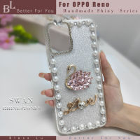 BL R Hinestones กรณีโทรศัพท์สำหรับ Oppo Reno 7 Z 7Z 6 5 4 5กรัม4กรัม Pro Reno 2F 4F Rhinestone ปลอก HP กรณีโทรศัพท์ที่กำหนดเอง3D หรูหราใสมุกเพชรยีราฟกวางกรณีโทรศัพท์ด้วย B Ling G Litter เงินการ์ดสำหรับเด็ก