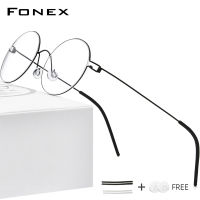 FONEX Screwless Eyewear Prescription Eyeglasses Frame Women Round Myopia Optical Denmark Korean Glasses Frame Men Titanium 98607