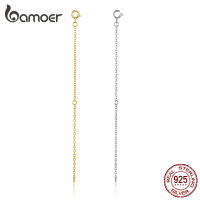 BAMOER โซ่ขยายเงินแท้925ชุบทอง14K พร้อมตะขอเกี่ยวคล้องคอสำหรับโซ่ขยายสร้อยคอ DIY SCA015