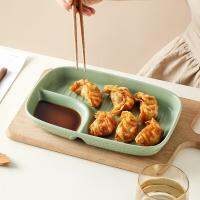 [COD] Dumpling plate dumpling childrens dinner ceramic drain snack with vinegar dish 2023 new embossed