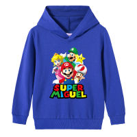 Super Mario Bros เสื้อแขนยาวเด็กเสื้อผ้าฤดูใบไม้ร่วงผ้าฝ้าย Casual Girl ชุดอะนิเมะ Hoodie ชาย Gilrs