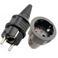 ☇■ Black EU 16A 250V Korea Russia France Germany Grounded Industry Assemble Wired Power Cable Connector Female Male Socket Plug