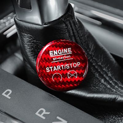 ● For 2015-2020 Ford Mustang Carbon Fiber Car One-key Start Decorative Button Sticker Car Interior Accessories