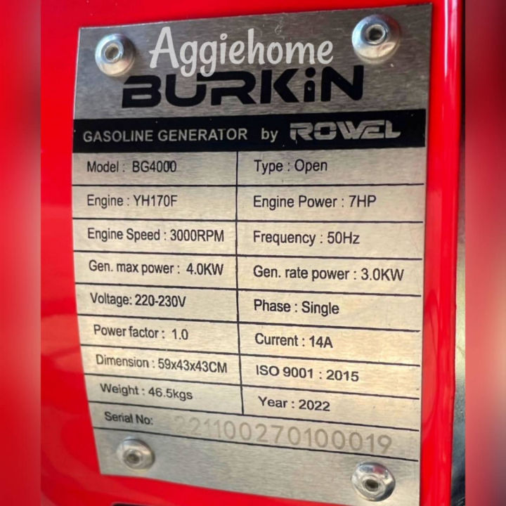 burkin-เครื่องปั่นไฟ-เบนซิน-รุ่น-bg-4000-เครื่องยนต์-4จังหวะ-4000วัตต์-7hp-ลานดึงสตาร์ท-กุญแจสตาร์ท-ปั่นไฟ-จัดส่ง-kerry