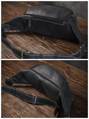 PNDME high quality cowhide simple vintage chest bag genuine leather mens shoulder messenger belt bag casual sports waist packs