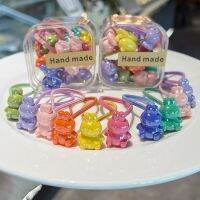 【YF】 10pcs Acrylic Bear Cartoon Elastic Hair Band Sets Accessories Girls Handmade Tie Headband Rubber