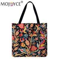 Fashion Animal Pattern Flowers and Birds Printed Shoulder Tote Bag Casual All-match Linen Big Capacity Shopping Storage Handbags