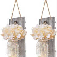 2Pcs Gold Wall Decor Wall Hanging Decor with LED String Lights for Modern Living Room and Bathroom Decor Wall Art