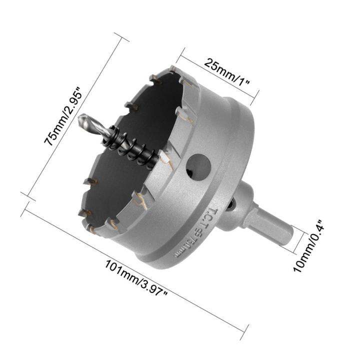 uxcell-หัวเจาะเครื่องตัดเลื่อยหลุมคาร์ไบด์สำหรับโลหะผสมสแตนเลส1ชิ้น80มม-75มม-63มม-58มม-51มม