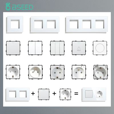 【DT】hot！ BSEED 1/2/3Gang 1/2Way Mechanical Part Wall Socket Outlet Function Glass Frame Combination