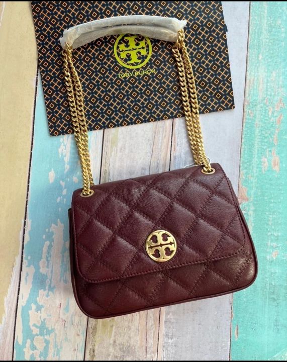 Tory Burch, Bags, Tory Burch Willa Quilted Leather Shoulder Chain  Crossbody Nwt