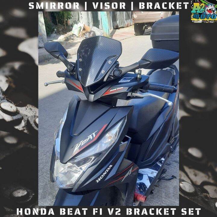 Honda Beat Fi V2 Visor w Bracket and Side mirror SET | Lazada PH