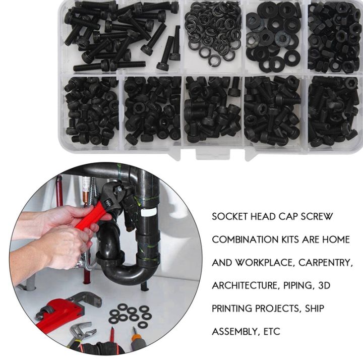 300-pcs-nuts-bolts-set-hex-bolts-nut-and-washer-assortment-screws-bolts-m3-tool-kit-with-plastic-box-black