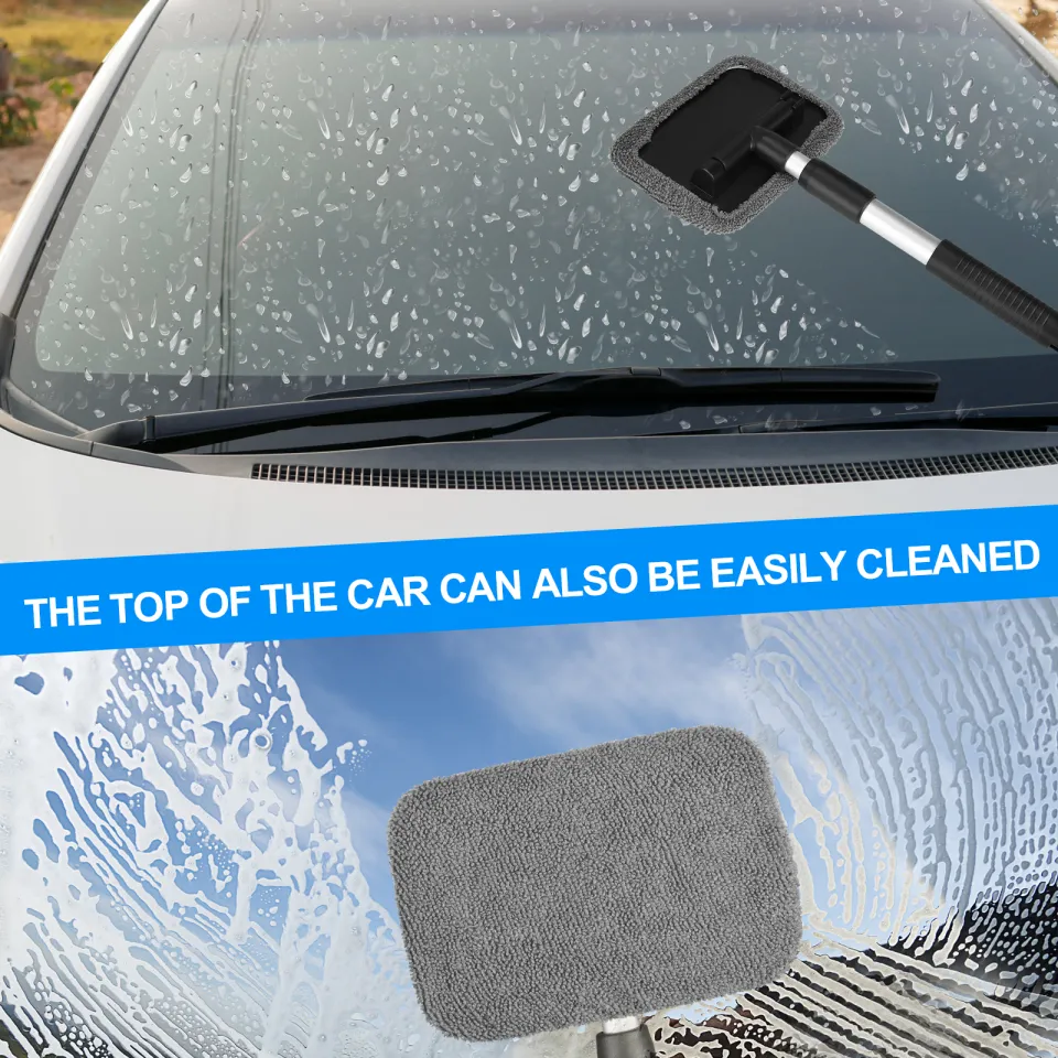 Retractable Car Windscreen Cleaner Tool Car Window Cleaner Inside Kit with  6pcs Washable Microfiber Cloth 180