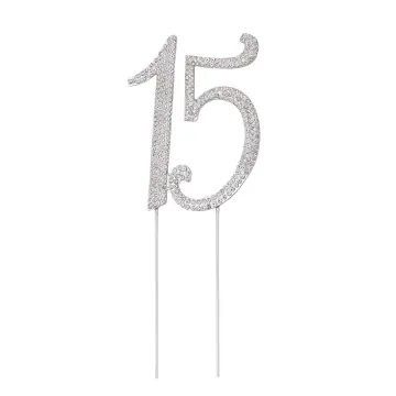 15 Cake Topper 15th Birthday Anniversary Quinceañera Party Supplies  Rhinestone Number Decoration (Silver) - Walmart.com