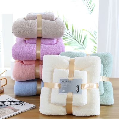 ☍ Towel Bath Towel Set Water Absorption Quick Drying No Shedding Coral Fleece Towel For Women Men Domestic