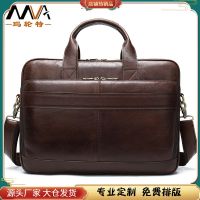 [COD] Cross-border European and retro mens bag business 15.6 inch multi-functional computer horizontal section