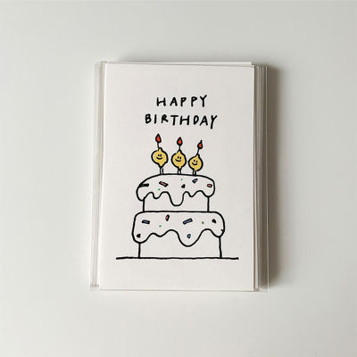 การ์ดวันเกิด การ์ดเกาหลี การ์ดอวยพร โปสการ์ด การ์ดมินิมอล พร็อพถ่ายรูป Happy Birthday Card