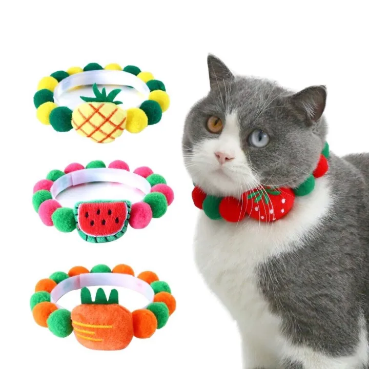 Cats Dogs Velcro Collar Cartoon Plush WatermelonStrawberry