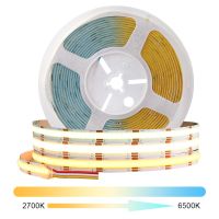 【LZ】 CCT COB LED Strip Lights High Density 608 LEDs/m Flexible Dimmable FOB Led Tape 2700K to 6500K Changeable LED Lighting DC12V 24V