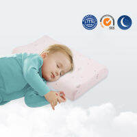 Kids Pillow Natural Latex Neck Supportive Sleeping Pillows for Bedroom Baby Head Cushion with Pretty Cotton Pillowcase